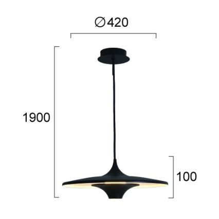 LED Lustr na lanku RENE LED/19W/230V CRI 90 černá