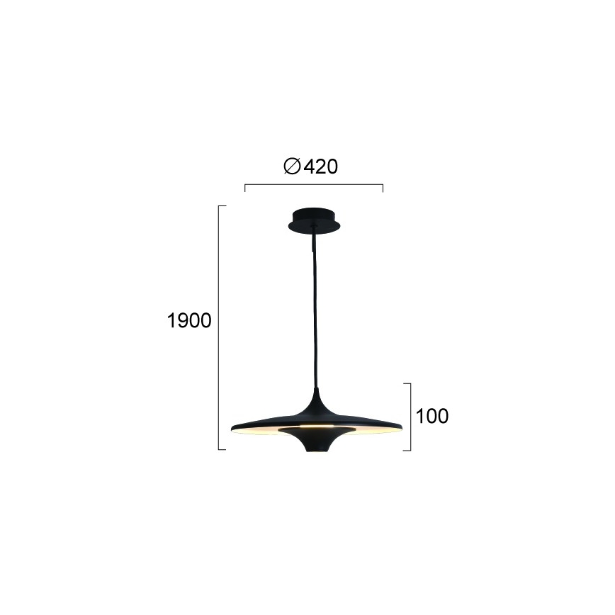 LED Lustr na lanku RENE LED/19W/230V CRI 90 černá