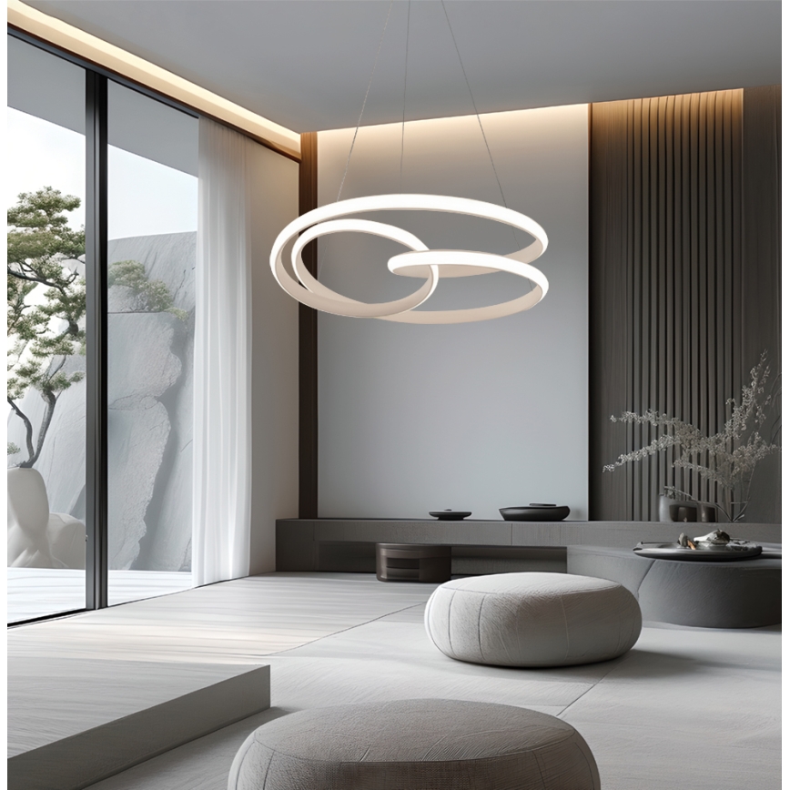 LED Lustr na lanku RIBBON LED/42W/230V béžová