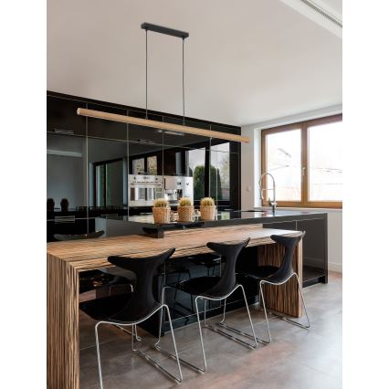 LED Lustr na lanku ROLLO LED/40W/230V dřevo