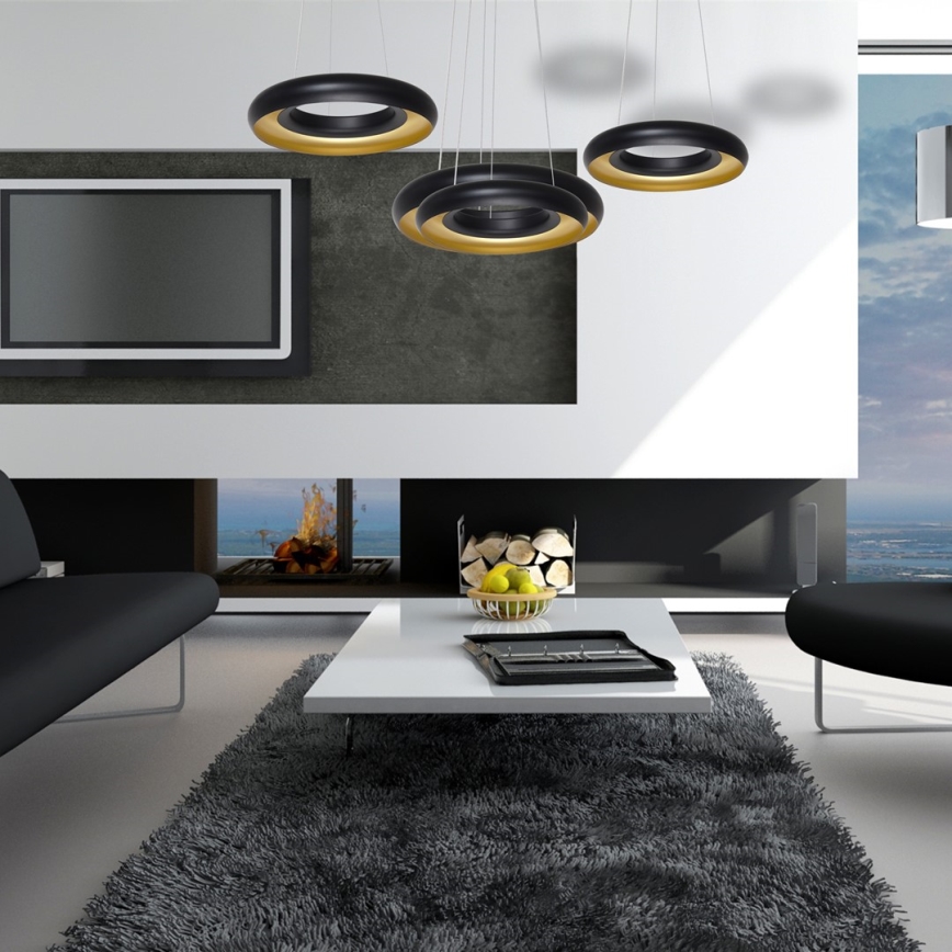 LED Lustr na lanku RONDO 3xLED/12W/230V černá