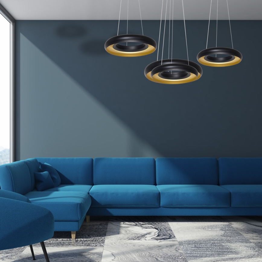 LED Lustr na lanku RONDO 3xLED/12W/230V černá