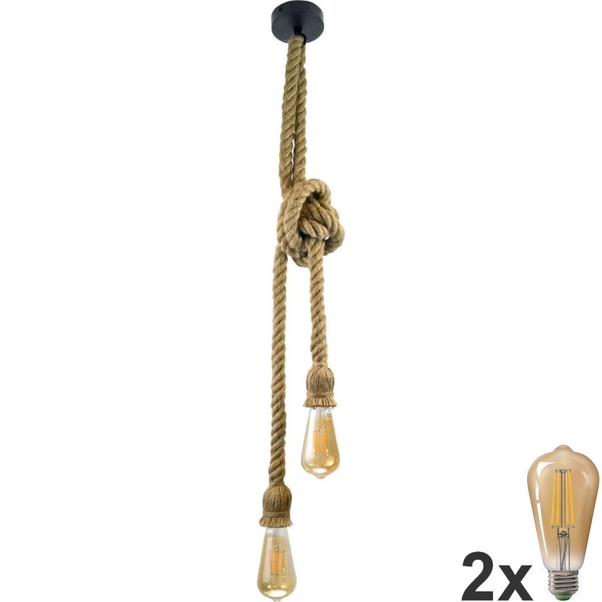 LED Lustr na lanku ROPE 2xE27/10W/230V