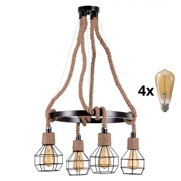 LED Lustr na lanku ROPE ALEGRA 4xE27/10W/230V