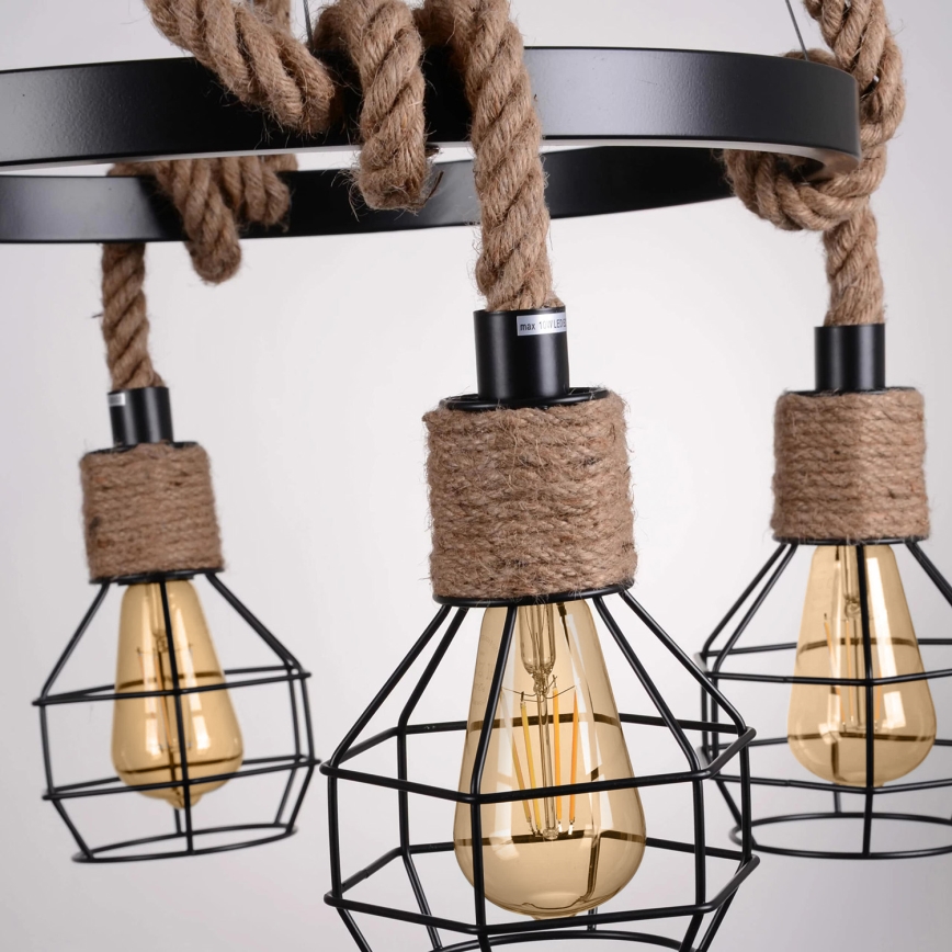 LED Lustr na lanku ROPE ALEGRA 4xE27/10W/230V
