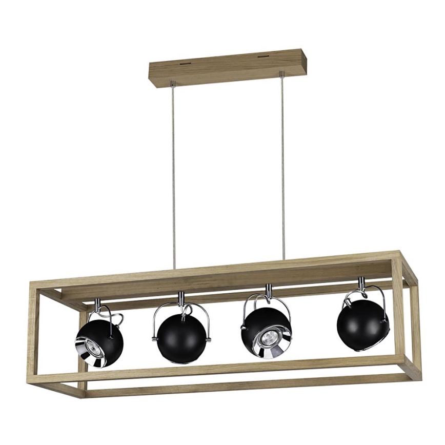 LED Lustr na lanku ROY 4xGU10/5W/230V matný dub