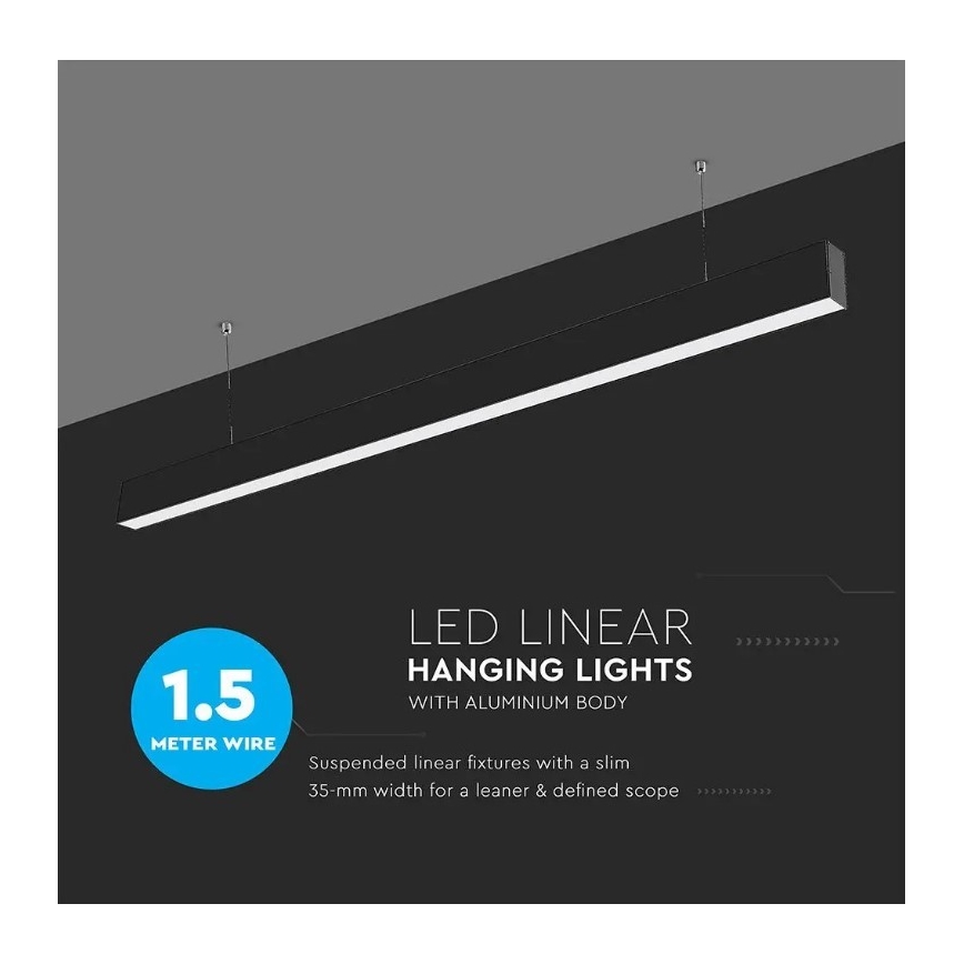 LED Lustr na lanku SAMSUNG CHIP LED/40W/230V 4000K černá