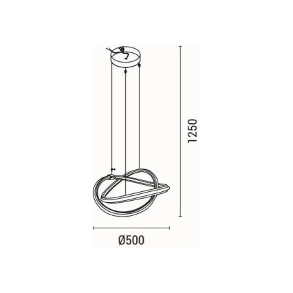 LED Lustr na lanku SATURN LED/38W/230V 3000K 50x120 cm