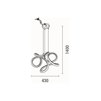 LED Lustr na lanku SATURN LED/38W/230V 3000K