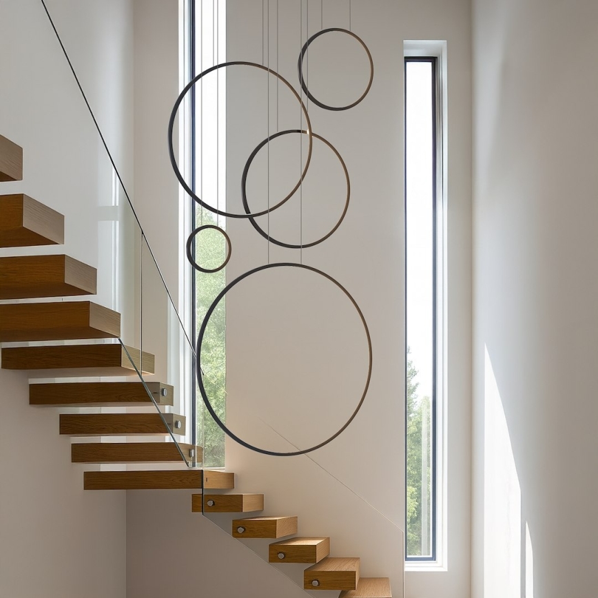 LED Lustr na lanku SATURNO LED/100W/230V černá