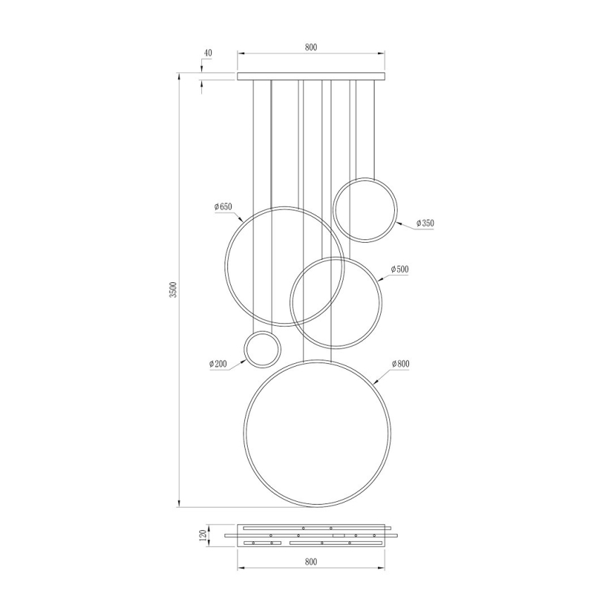 LED Lustr na lanku SATURNO LED/100W/230V černá