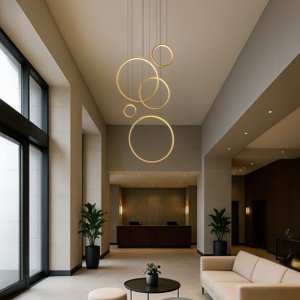 LED Lustr na lanku SATURNO LED/100W/230V zlatá