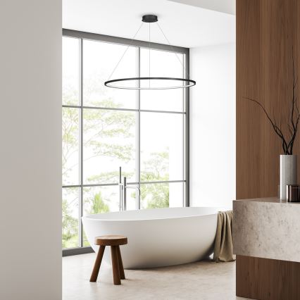LED Lustr na lanku SATURNO LED/65W/230V pr. 120 cm IP44 černá