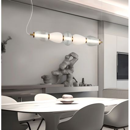 LED Lustr na lanku SHINY LED/23W/230V bílá/zlatá