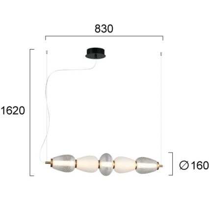 LED Lustr na lanku SHINY LED/23W/230V bílá/zlatá