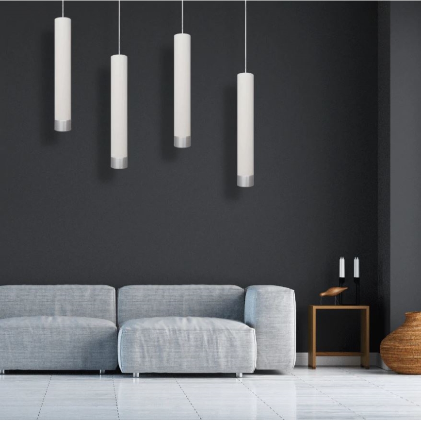 LED Lustr na lanku TUBA 1xGU10/4,8W/230V bílá/lesklý chrom
