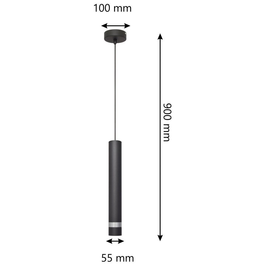 LED Lustr na lanku TUBA 1xGU10/4,8W/230V černá/lesklý chrom