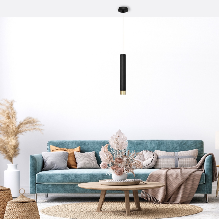 LED Lustr na lanku TUBA 1xGU10/4,8W/230V černá/zlatá