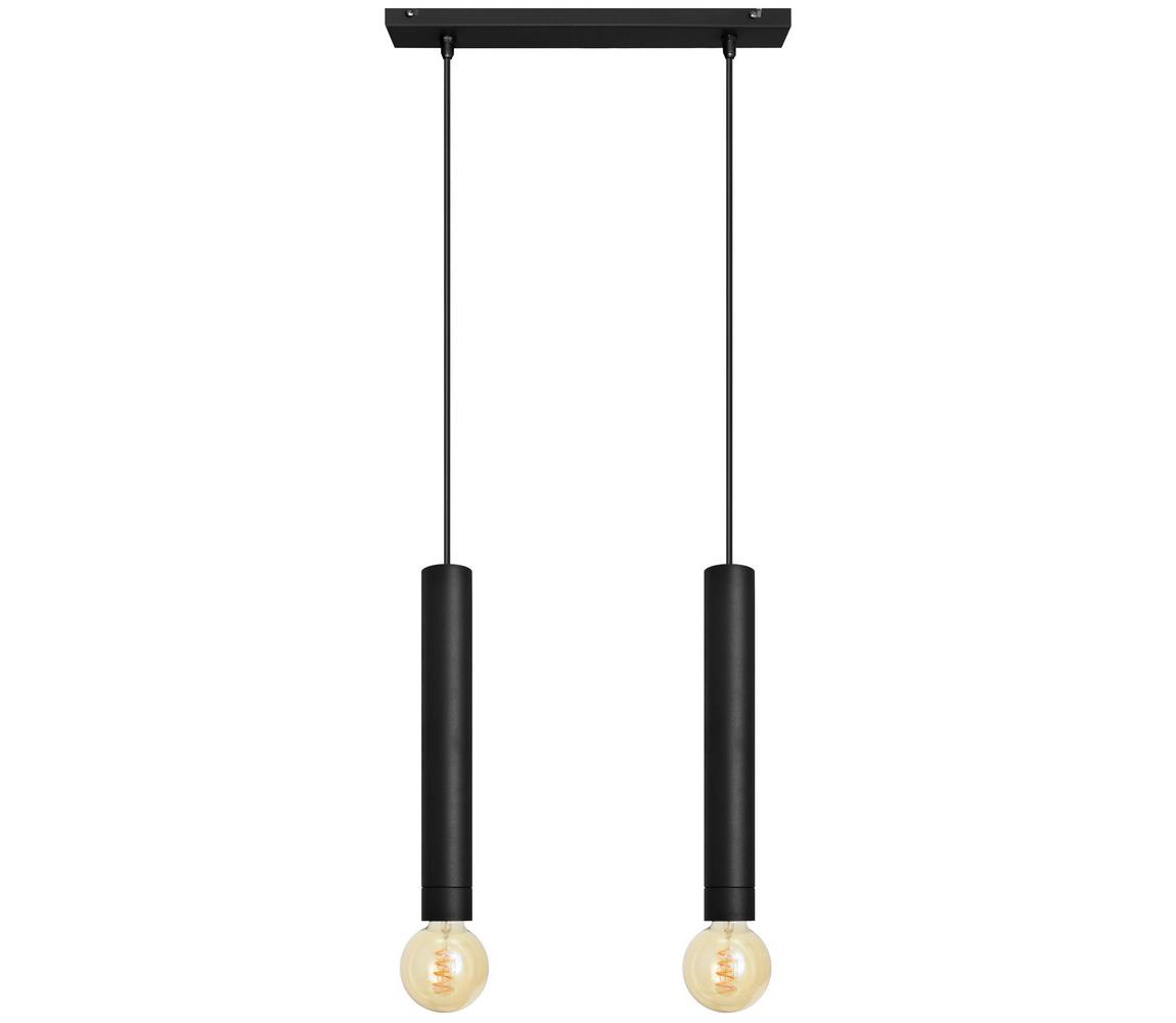  LED Lustr na lanku TUBA 2xE27/60W/230V černá 