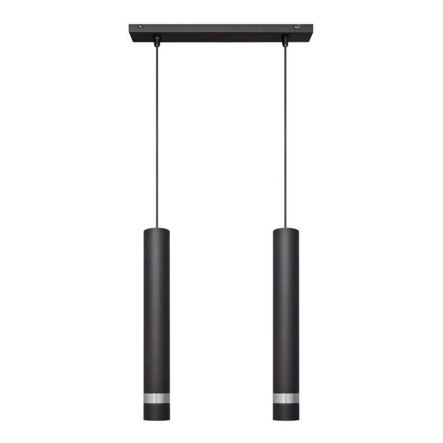 LED Lustr na lanku TUBA 2xGU10/4,8W/230V černá/lesklý chrom