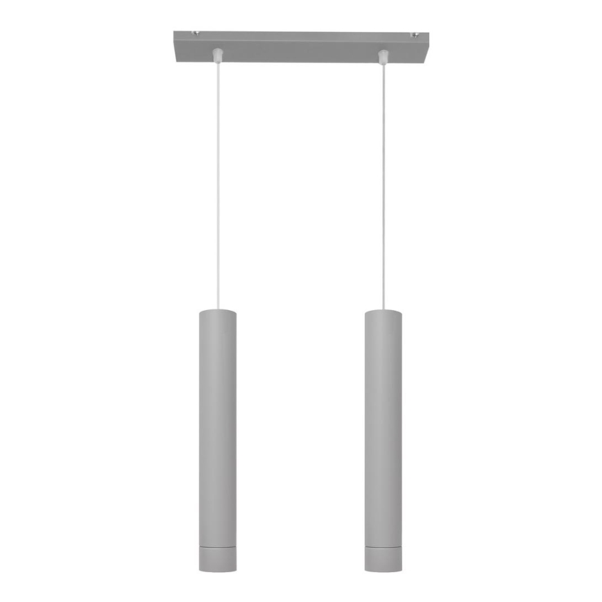 LED Lustr na lanku TUBA 2xGU10/4,8W/230V šedá