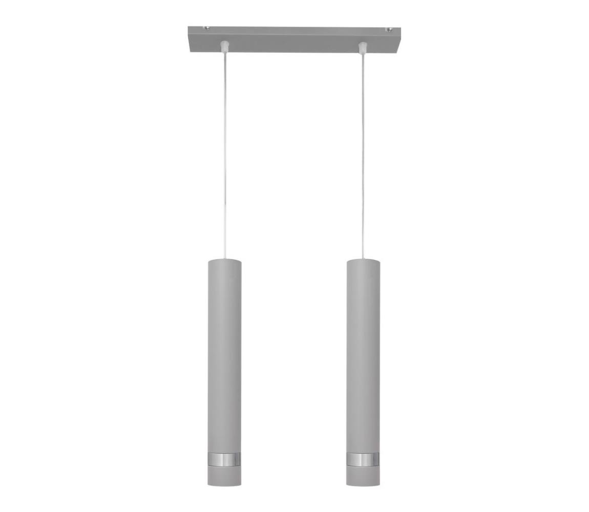Helam LED Lustr na lanku TUBA 2xGU10/6,5W/230V šedá/matný chrom HE1287