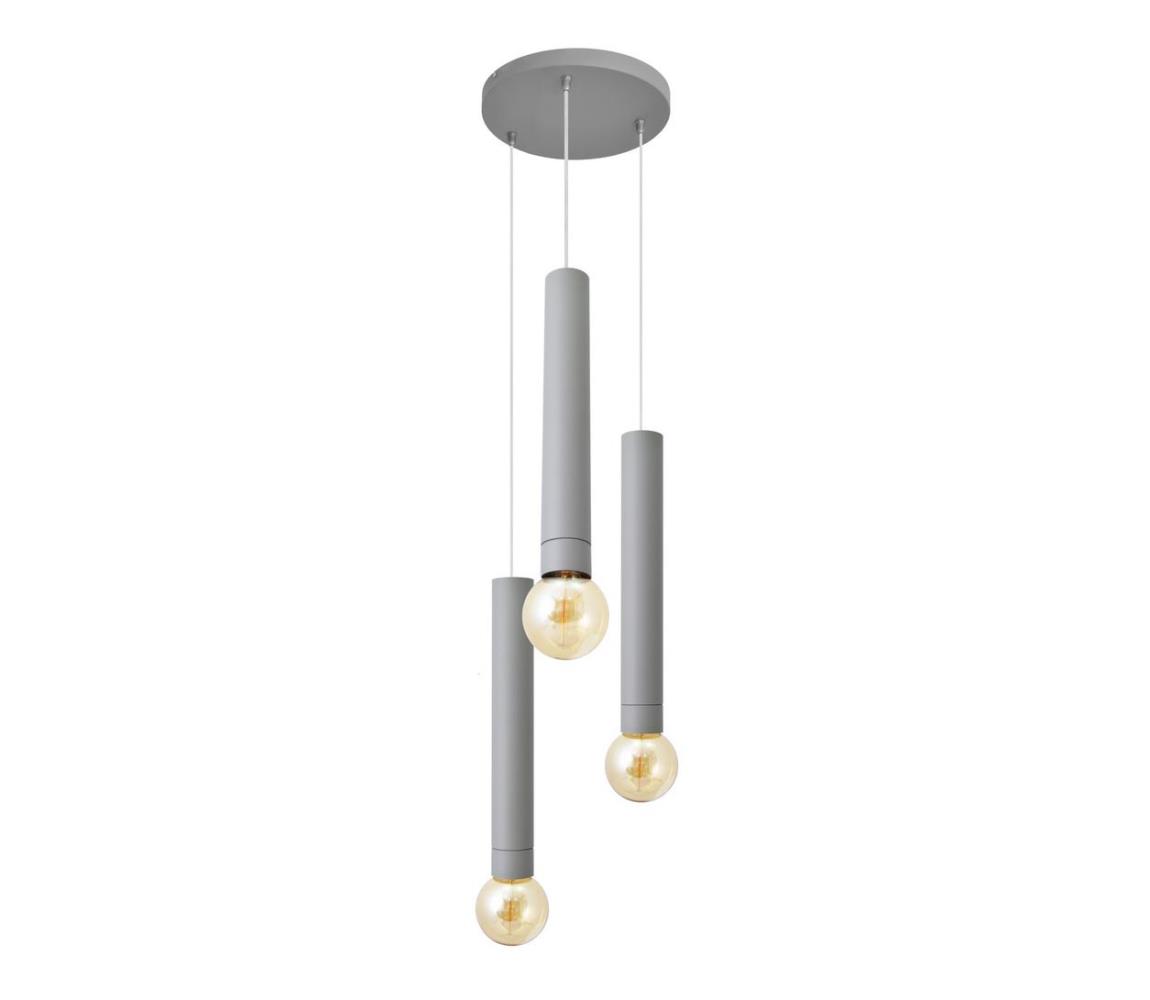 Helam LED Lustr na lanku TUBA 3xE27/60W/230V šedá HE1322