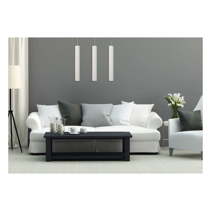 LED Lustr na lanku TUBA 3xGU10/4,8W/230V bílá