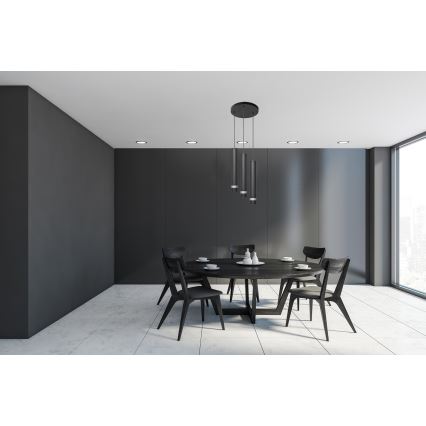LED Lustr na lanku TUBA 3xGU10/4,8W/230V černá/lesklý chrom
