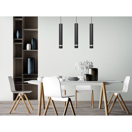 LED Lustr na lanku TUBA 3xGU10/4,8W/230V černá/lesklý chrom