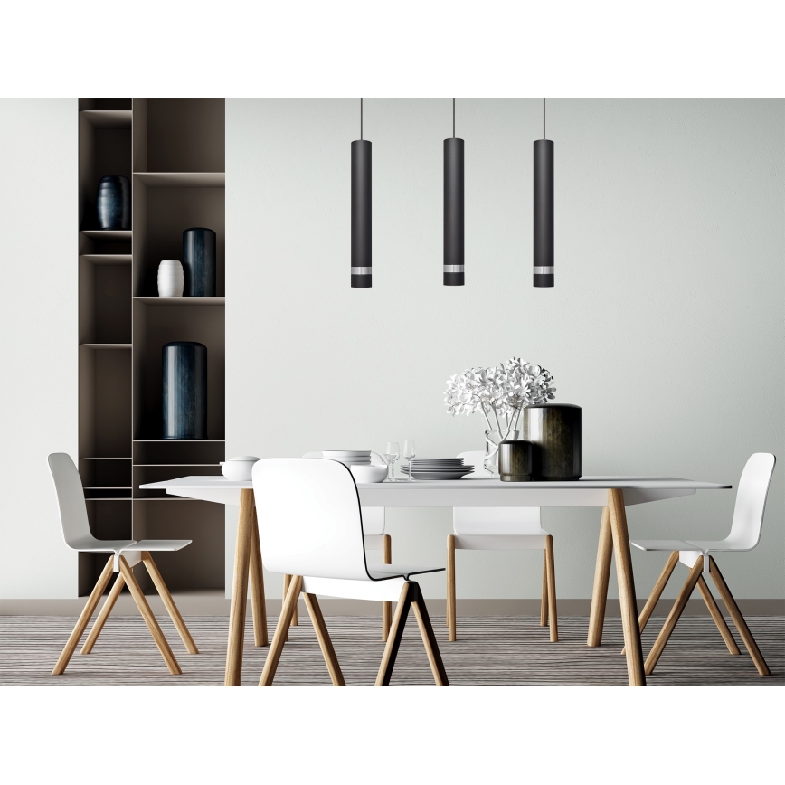 LED Lustr na lanku TUBA 3xGU10/4,8W/230V černá/lesklý chrom