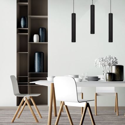LED Lustr na lanku TUBA 3xGU10/4,8W/230V černá