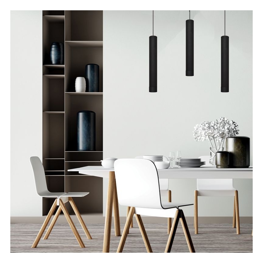 LED Lustr na lanku TUBA 3xGU10/4,8W/230V černá