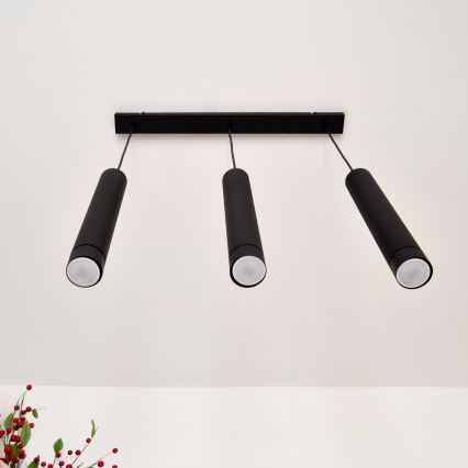 LED Lustr na lanku TUBA 3xGU10/4,8W/230V černá
