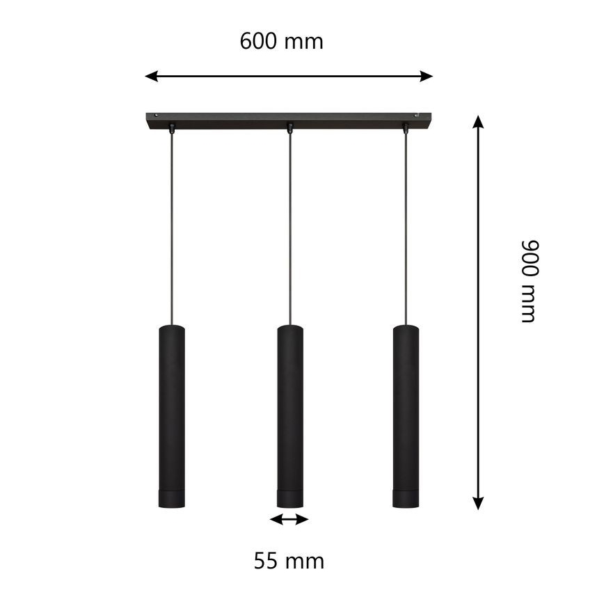LED Lustr na lanku TUBA 3xGU10/4,8W/230V černá