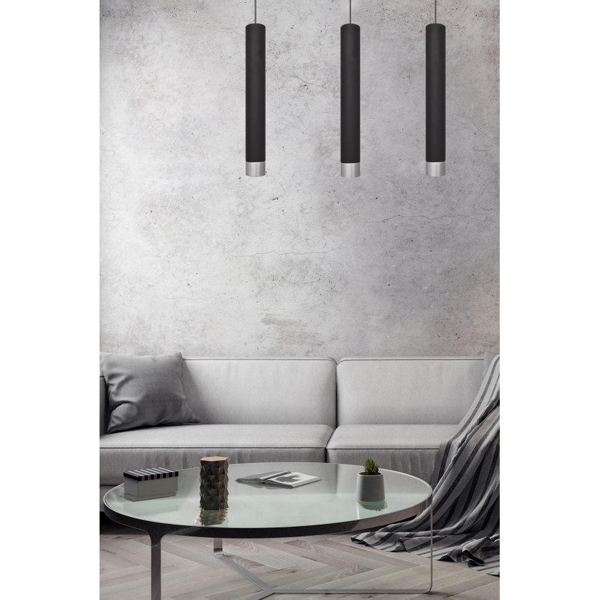 LED Lustr na lanku TUBA 3xGU10/4,8W/230V černá/lesklý chrom