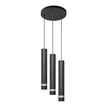 LED Lustr na lanku TUBA 3xGU10/4,8W/230V černá/lesklý chrom