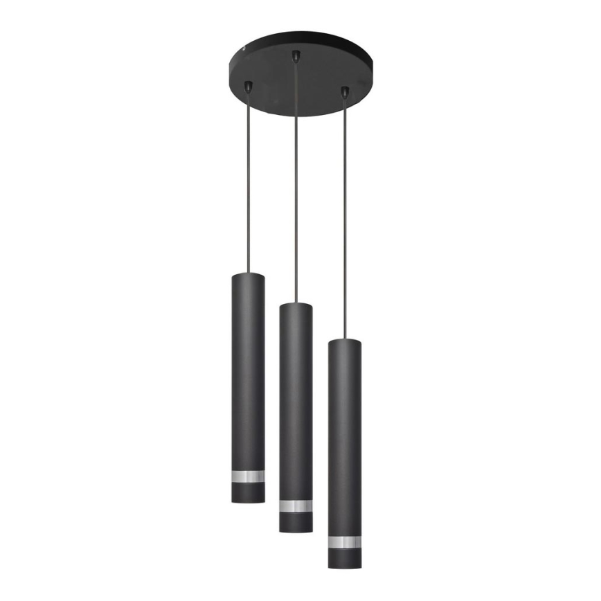 LED Lustr na lanku TUBA 3xGU10/4,8W/230V černá/lesklý chrom