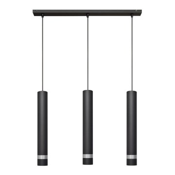 LED Lustr na lanku TUBA 3xGU10/4,8W/230V černá/lesklý chrom