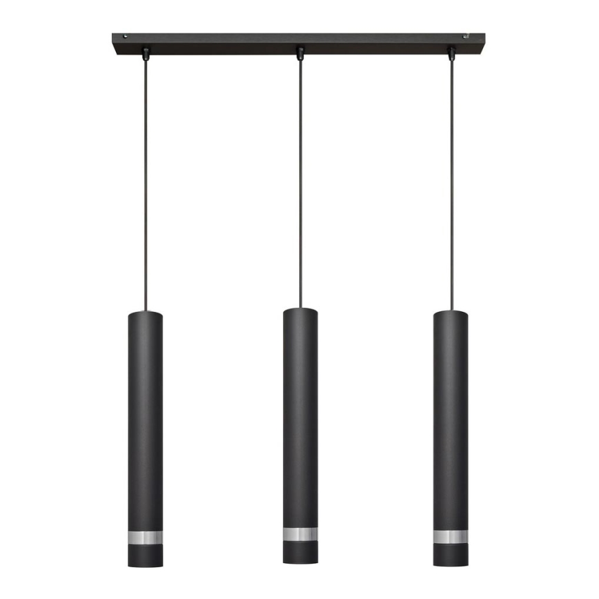 LED Lustr na lanku TUBA 3xGU10/4,8W/230V černá/lesklý chrom