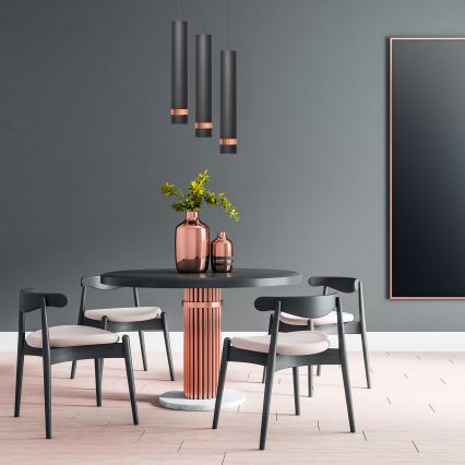 LED Lustr na lanku TUBA 3xGU10/4,8W/230V černá/měděná