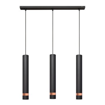 LED Lustr na lanku TUBA 3xGU10/4,8W/230V černá/měděná