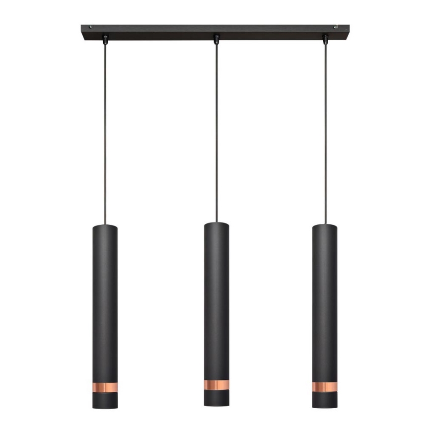 LED Lustr na lanku TUBA 3xGU10/4,8W/230V černá/měděná