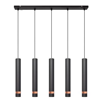 LED Lustr na lanku TUBA 5xGU10/6,5W/230V černá/měděná