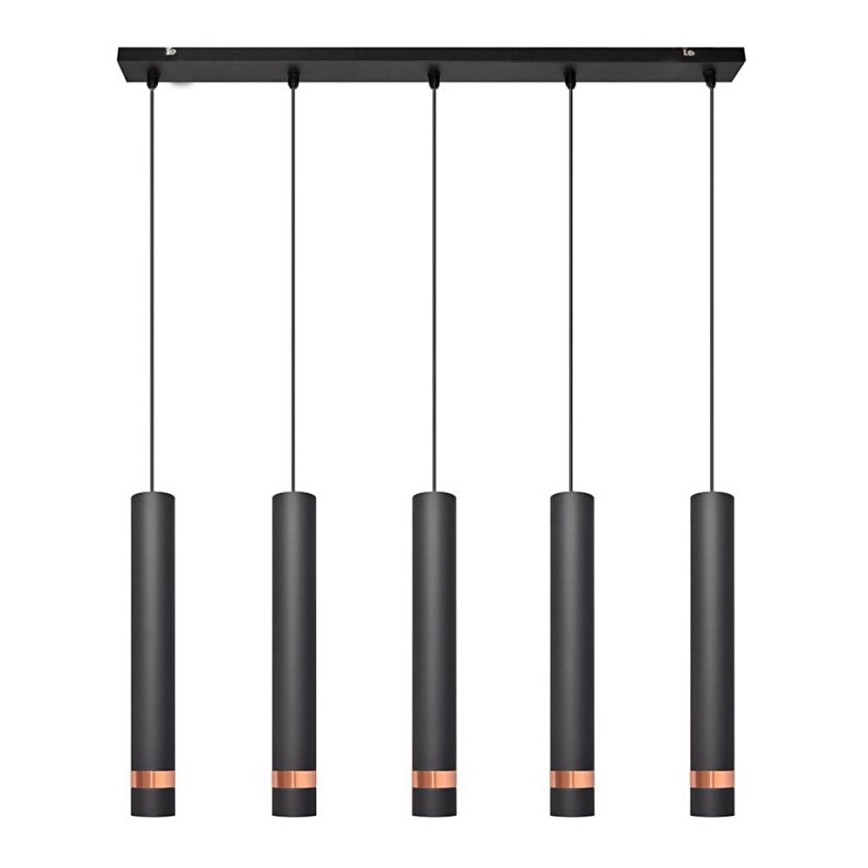 LED Lustr na lanku TUBA 5xGU10/6,5W/230V černá/měděná