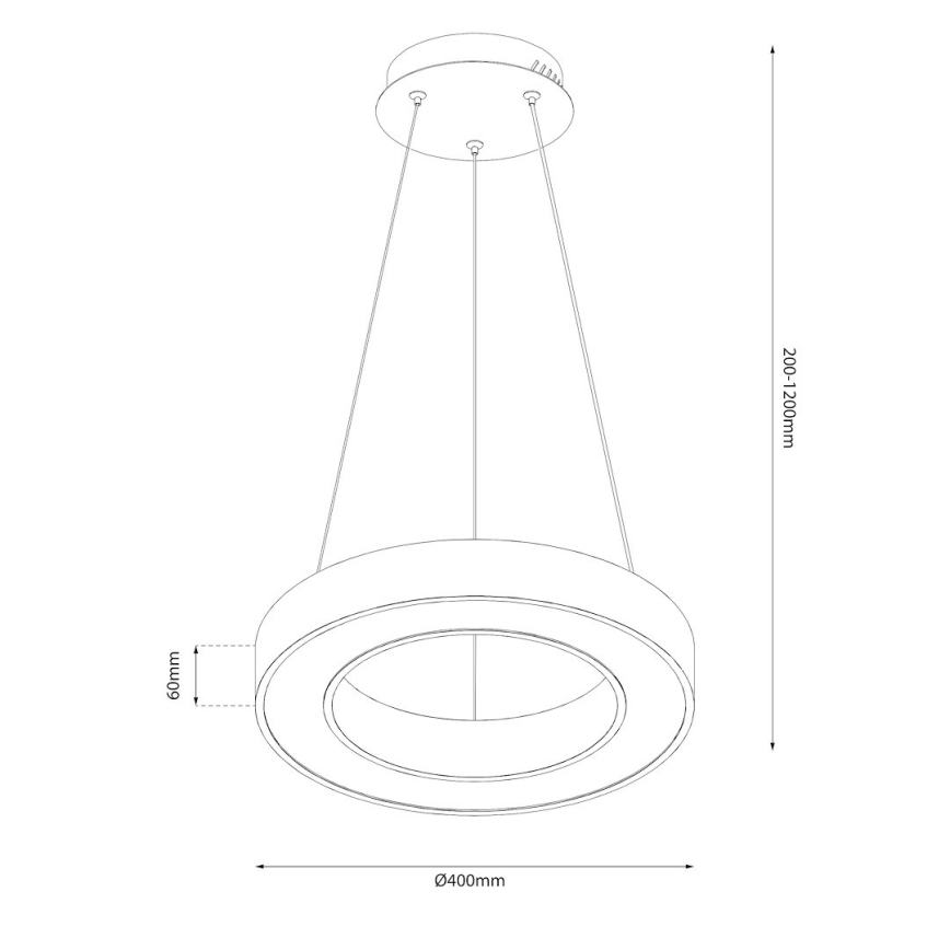 LED Lustr na lanku UNION LED/40W/230V 3000/4000/6500K pr. 40 cm černá