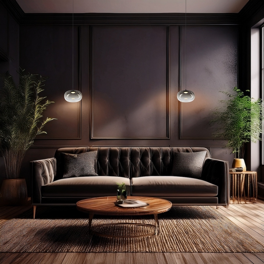 LED Lustr na lanku VASO LED/4W/230V pr. 18 cm černá/kouřová