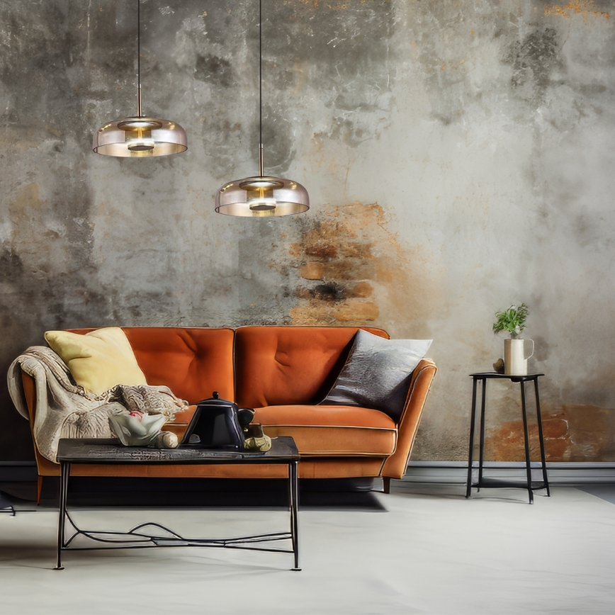 LED Lustr na lanku VETRO LED/6W/230V pr. 23 cm béžová/černá