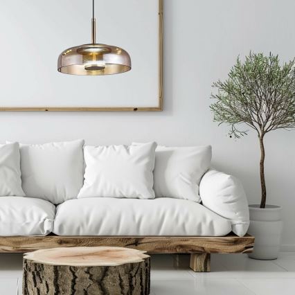 LED Lustr na lanku VETRO LED/6W/230V pr. 23 cm béžová/černá