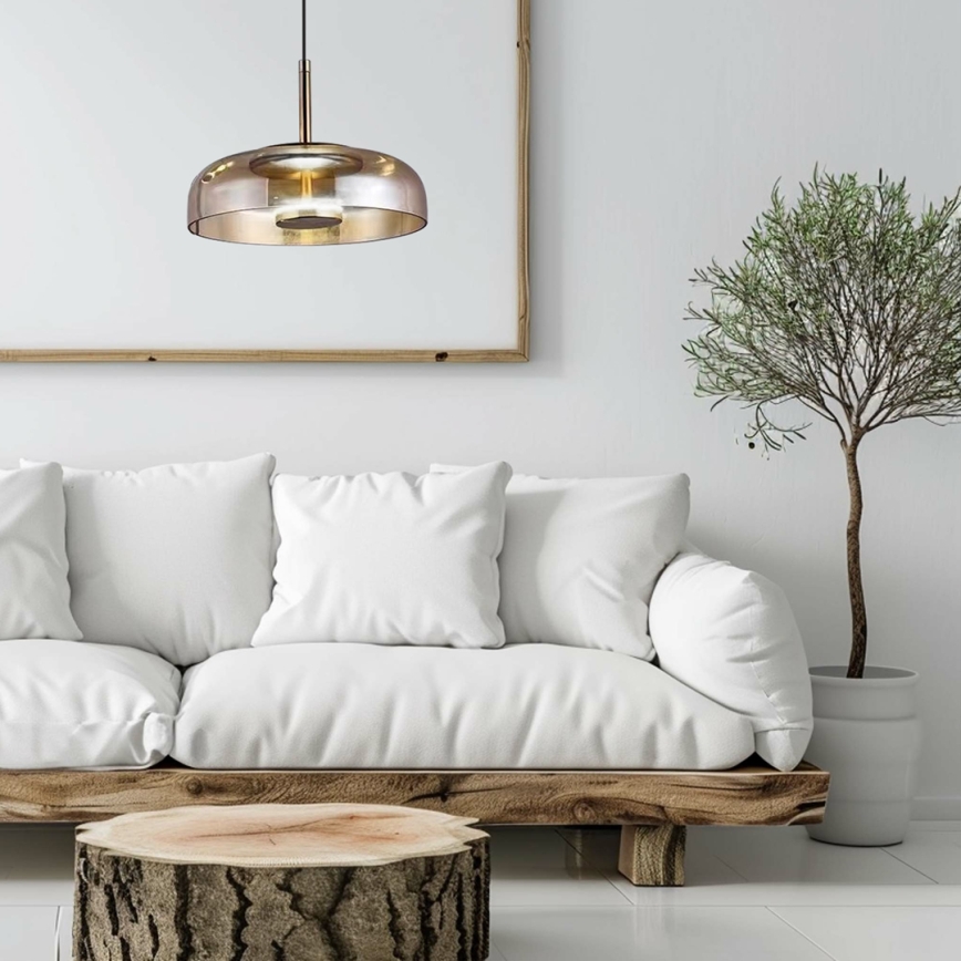 LED Lustr na lanku VETRO LED/6W/230V pr. 23 cm béžová/černá